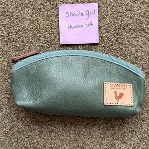 Seafoam leather cosmetic bag